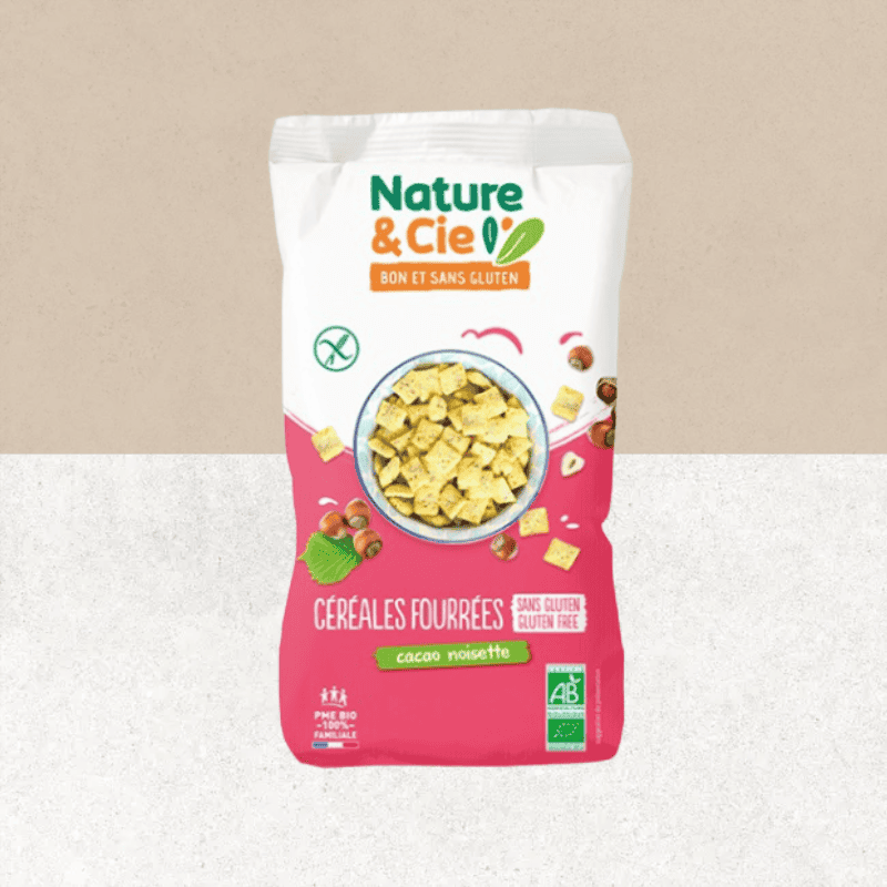 Sachet de céréales fourrées chocolat noisette sans gluten - Nature et Cie