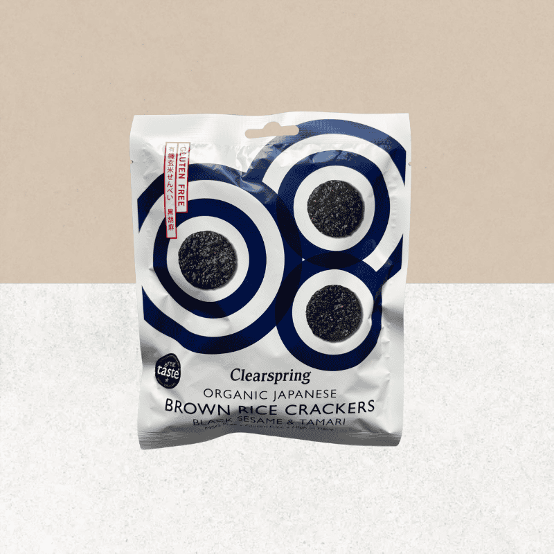 Sachet de crackers bio de riz complet au sésame noir sans gluten - Clearspring