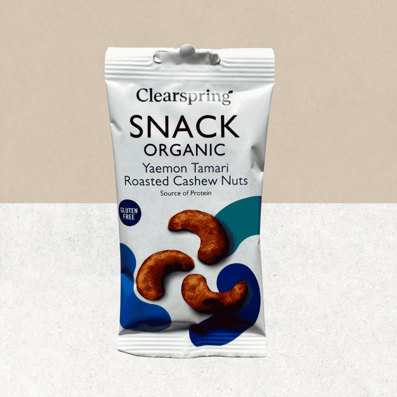 Sachet de noix de cajou grillées au tamari sans gluten et bio - Clearspring