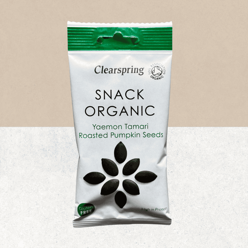 Sachet de graines de courge grillées au tamari sans gluten et bio - Clearspring