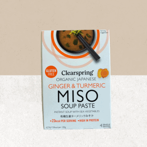 Paquet de 4 soupes instantanées sans gluten au miso blanc, gingembre et curcuma - Clearspring