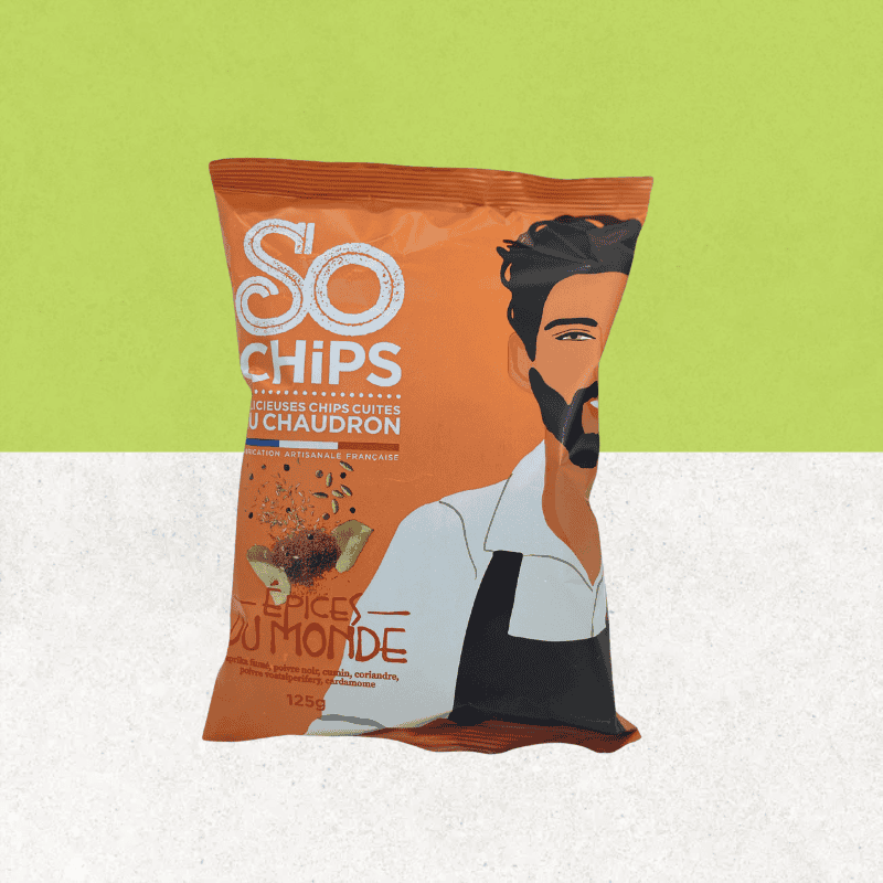 Sachet de chips sans gluten  saveur épices du monde - So Chips