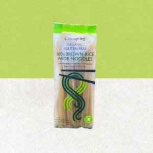 Paquet de nouilles larges de riz complet bio, vegan et sans gluten - Clearspring