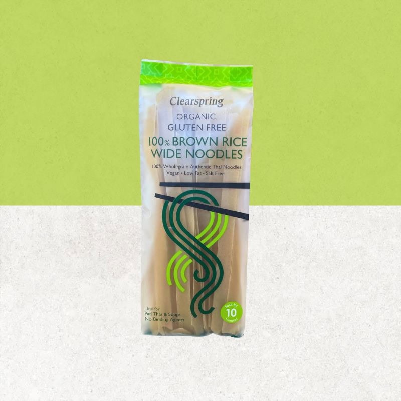 Paquet de nouilles larges de riz complet bio, vegan et sans gluten - Clearspring