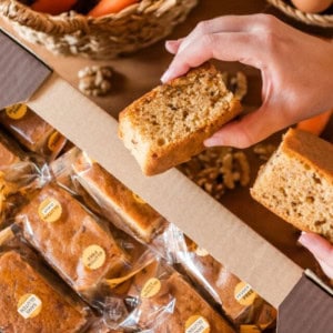 Génoises sans gluten et sans lactose saveur carottes et noix - La Granja