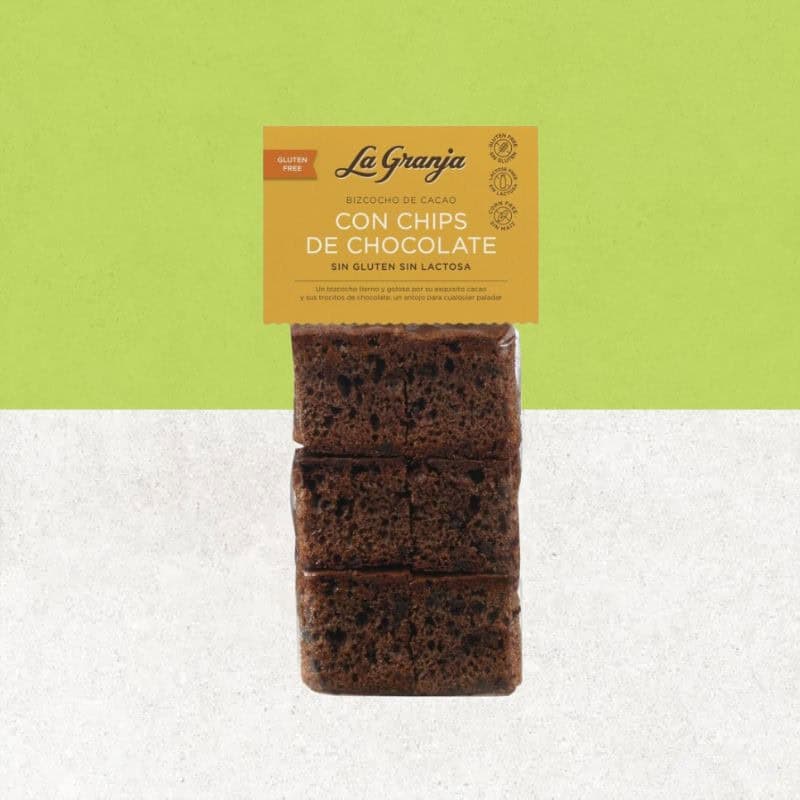 Sachet de génoise au cacao et pépites de chocolat sans gluten et sans lactose - La Granja