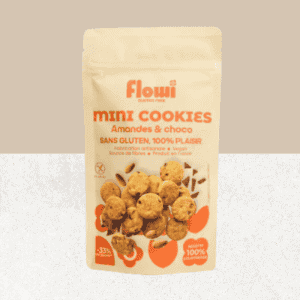 Sachet de mini cookies saveurs amandes et chocolat sans gluten, vegan et bio - FLowi