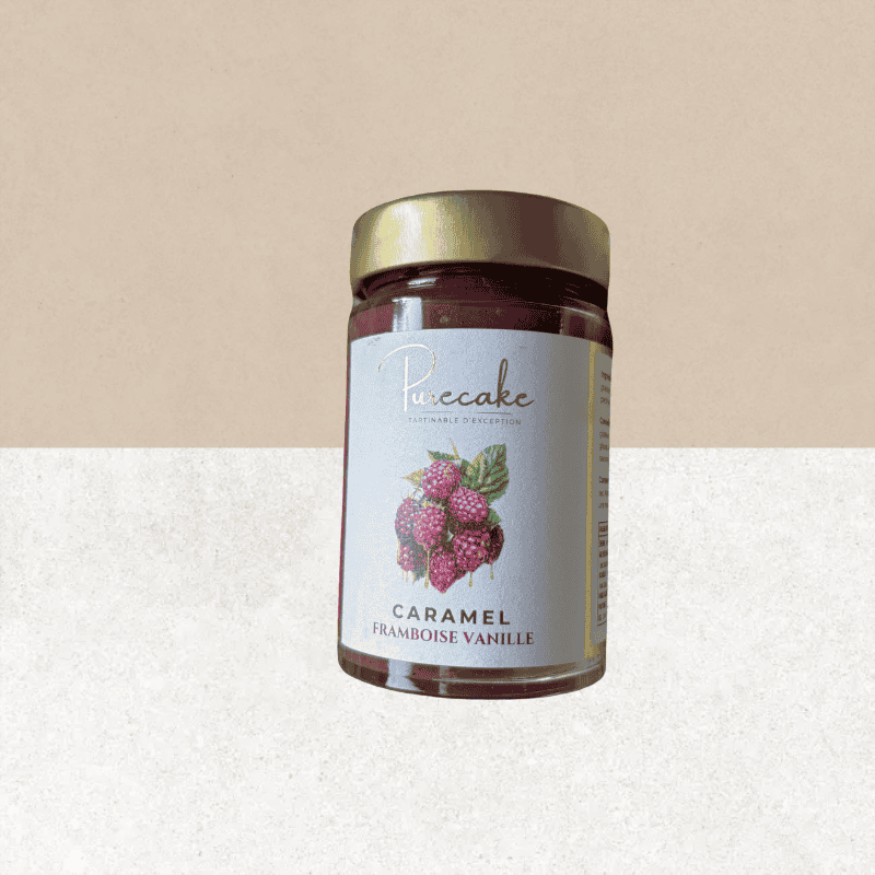 Pot de tartinable Caramel Framboise Vanille sans gluten et vegan - Purecake