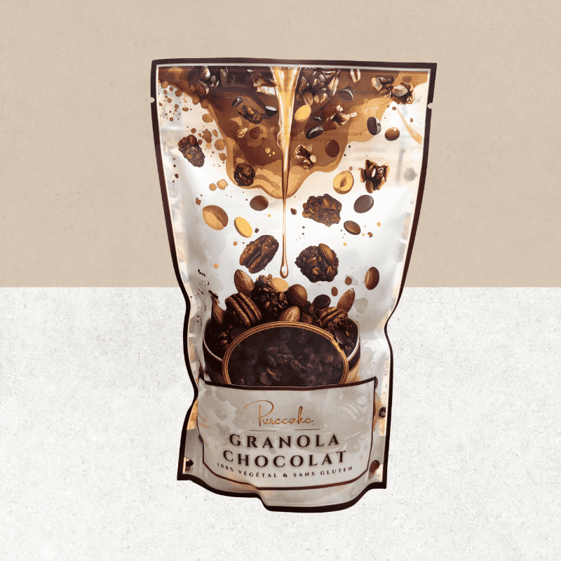 Sachet de granola chocolat sans gluten et vegan - Purecake