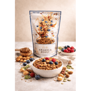 Présentation du granola boost sans gluten et vegan - Purecake