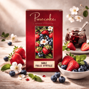 Sablé au chocolat blanc, fraise et myrtille sans gluten et vegan - Purecake