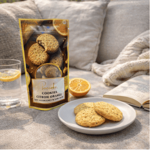Présentation des cookies saveur citron orange sans gluten et vegan - Purecake