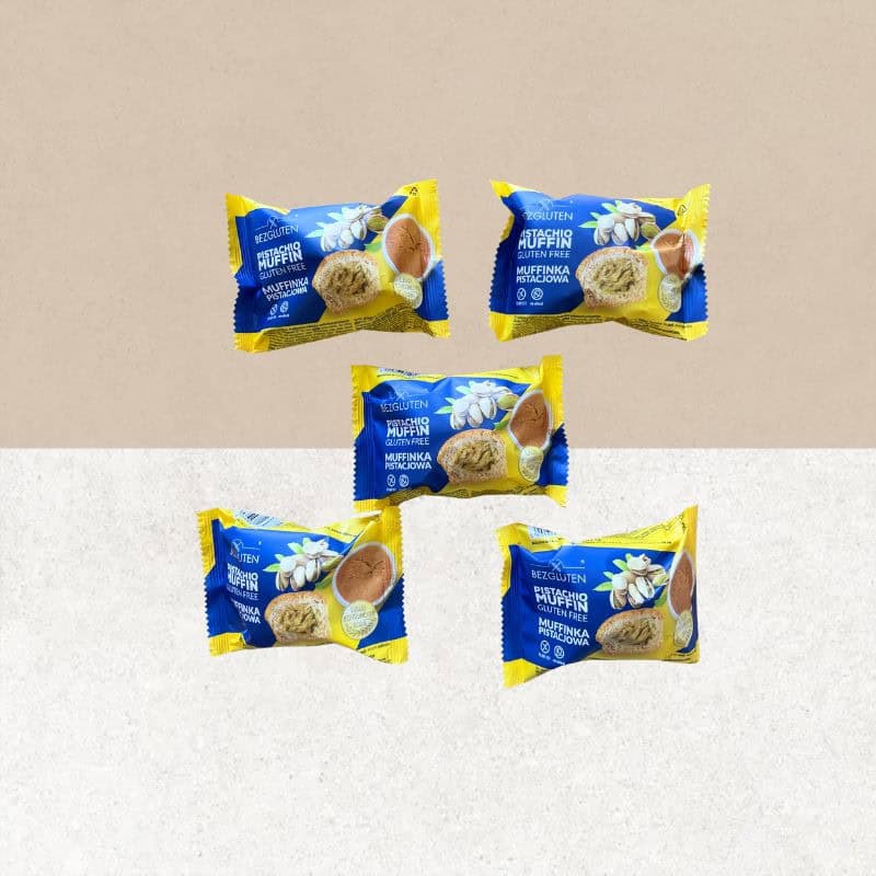 Lot de 5  muffins individuels  à la pistache sans gluten - Bezgluten