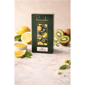 Présentation du Sablé en tablette au chocolat au lait, citron et kiwi sans gluten et vegan - Purecake