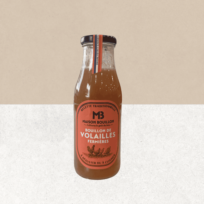 Bouteille de bouillon de volailles fermières en bouteille - Maison Bouillon