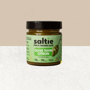 Pot de pâte à tartiner salée sans gluten, olives, thym citron - Saltie