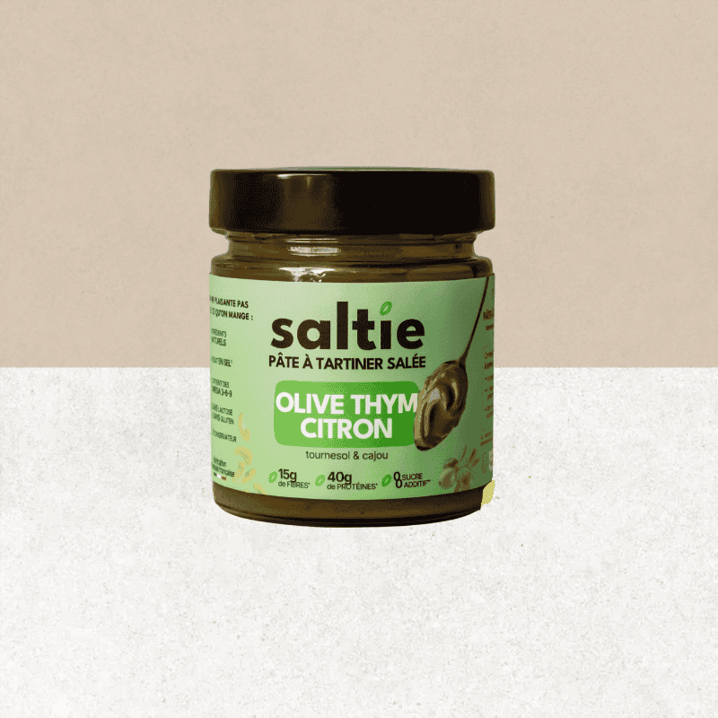 Pot de pâte à tartiner salée sans gluten, olives, thym citron - Saltie