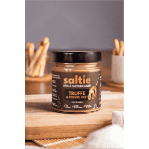 Présentation Pâte à tartiner salée truffe et poivre sans gluten et vegan - Saltie
