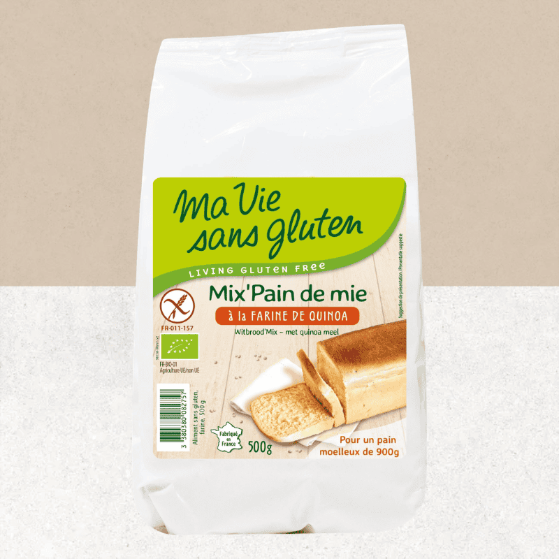 Sachet Mix pain de mie à la farine de quinoa sans gluten et bio - Ma vie sans gluten