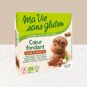 Paquet de biscuits coeurs fondants cacao noisette sans gluten et bio - Ma Vie sans gluten