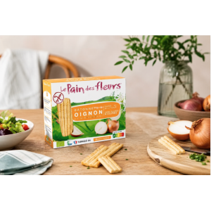 Présentation des Tartines craquantes à l'oignon sans gluten, vegan et bio - Le Pain des fleurs