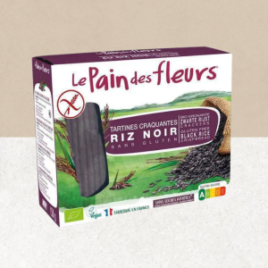 Paquet de tartines craquantes sans gluten, vegan et bio au riz noir - Le Pain des fleurs