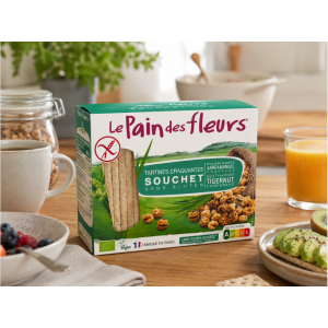 Présentation des Tartines craquantes au souchet sans gluten, vegan et bio - Pain des fleurs
