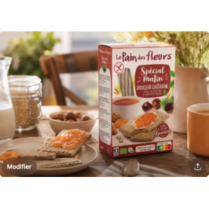 Présentation tartines spécial matin sans gluten saveur châtaigne - Le Pain des fleurs