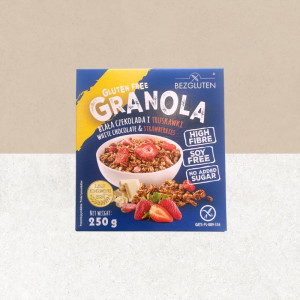 Paquet Granola saveur fraises et chocolat blanc sans gluten - Bezgluten
