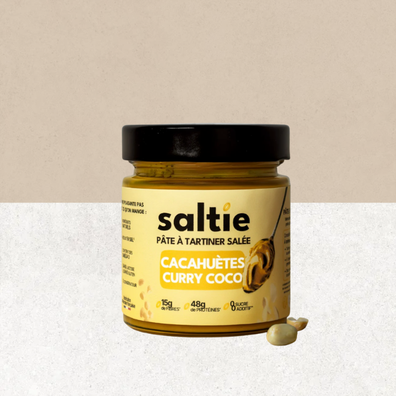 Pot Pâte à tartiner salée sans gluten et sans lactose saveur curry coco - Saltie
