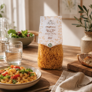 Présentation de pâtes Chifferini de maïs et de riz bio sans gluten - Pasta Natura