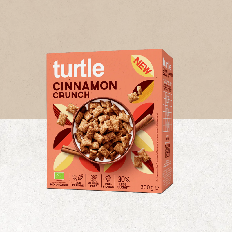 Paquet de céréales croquantes sans gluten et bio à la cannelle - Turtle