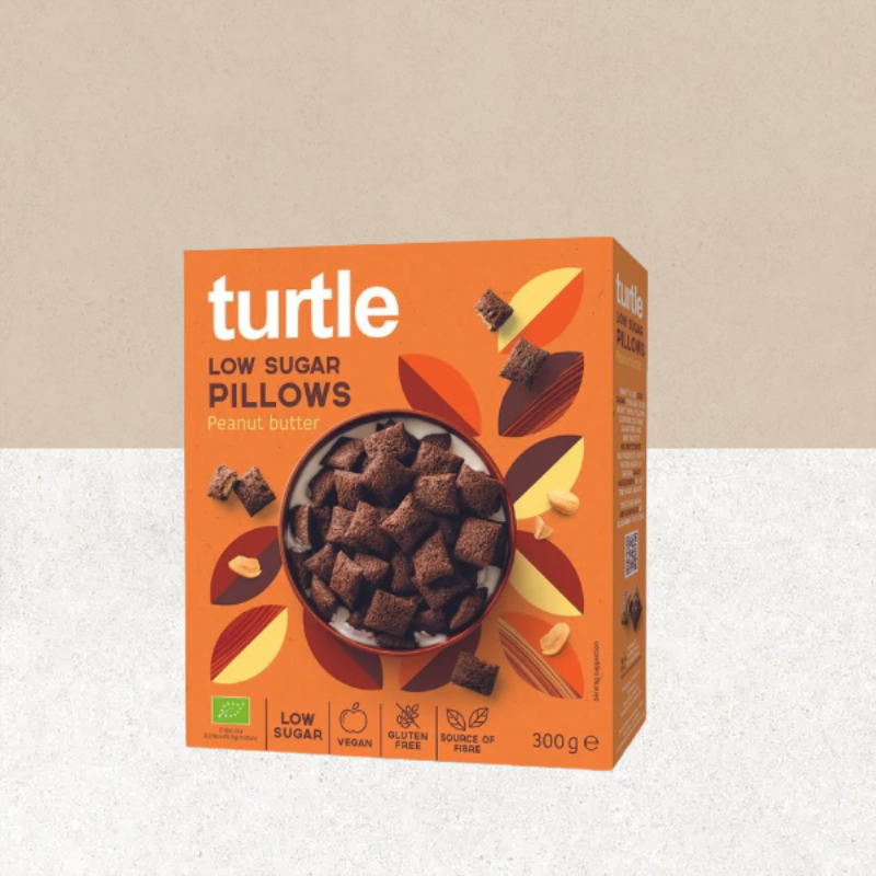 Paquet de céréales sans gluten et bio, fourrées au beurre de cacahuète - Turtle