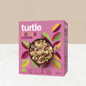 Paquet de céréales en anneaux fruités, bio et sans gluten - Turtle