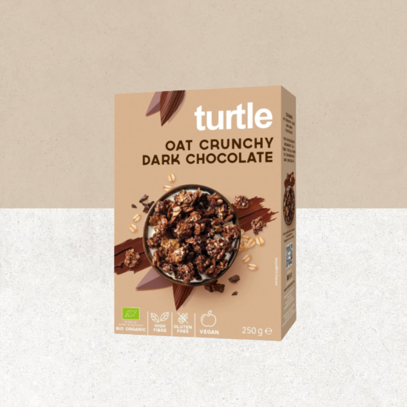 Paquet de céréales avoine croustillant au chocolat noir sans gluten et bio - Turtle