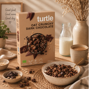 Présentation des céréales avoine croustillant au chocolat noir croustillant sans gluten et bio - Turtle