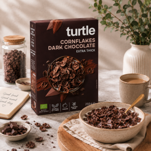 Céréales sans guten et bio enrobées de chocolat noir - Turtle