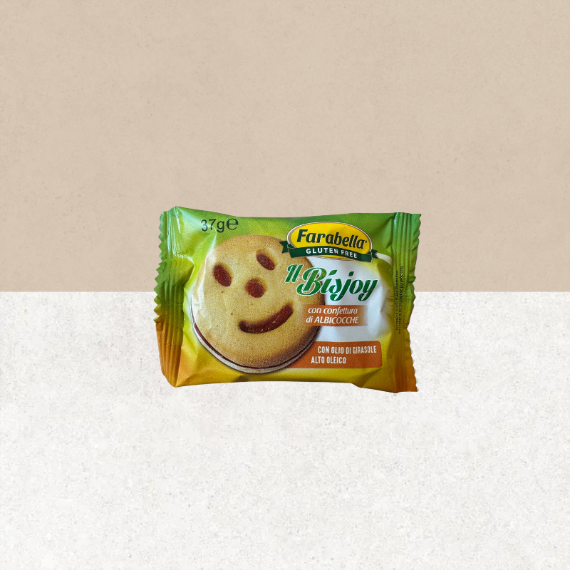 Sachet individuel de biscuit Il Bisjoy sans gluten fourré à l'abricot - Farabella
