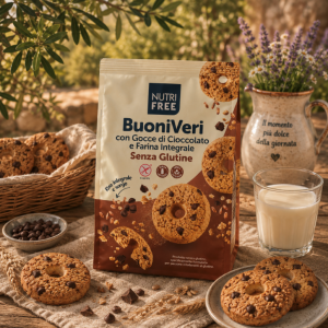 Présentation de  Biscuits secs aux pépites de chocolat sans gluten et sans lactose - Nutrifree