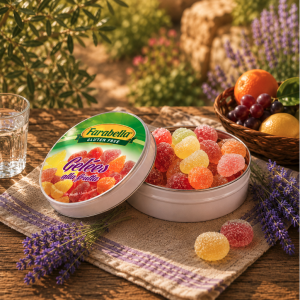 Présentation de bonbons gélifié aux fruits sans gluten - Farabella