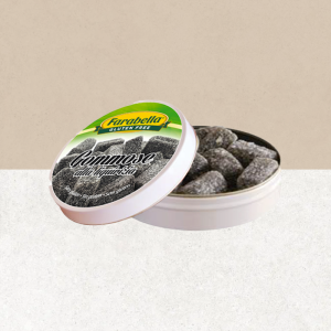 Boite ouverte des  bonbons gélifiés à la réglisse sans gluten - Farabella
