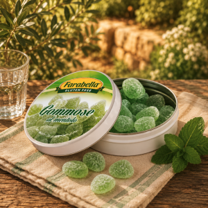 Présentation de bonbons gélifiés à la menthe sans gluten - Farabella