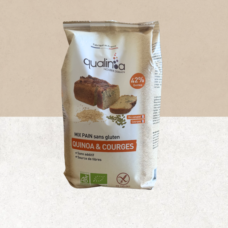 Sachet de mix pain sans gluten et bio au quinoa et graines de courges - Qualinoa