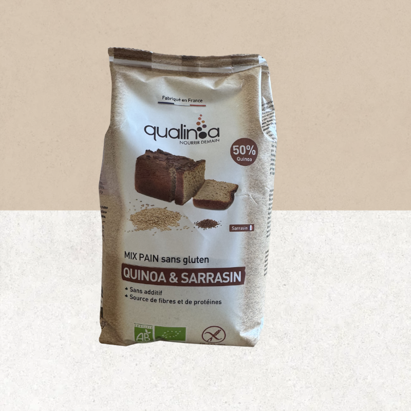 Sachet de mix pain sans gluten et bio au quinoa et sarrasin - Qualinoa