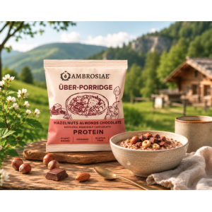 Sachet de 45g de  mélange porridge protéiné noisettes, amandes et chocolat sans gluten - Ambrosiae