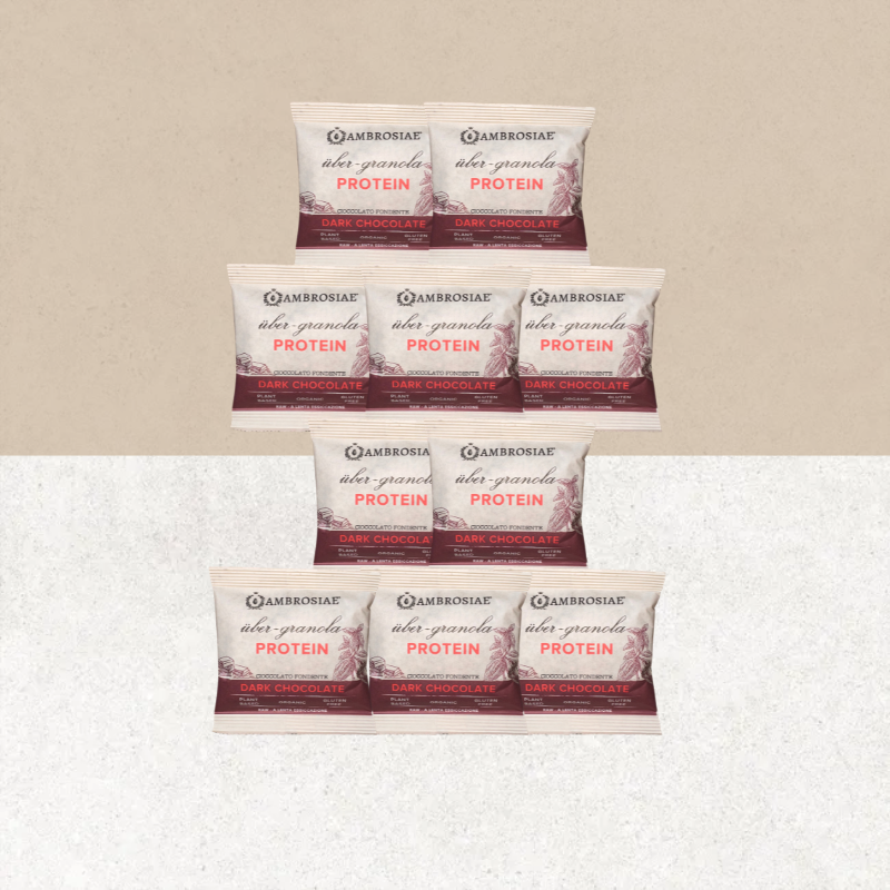 Lot de 10 sachets de granola protéiné au chocolat noir sans gluten - Ambrosiae
