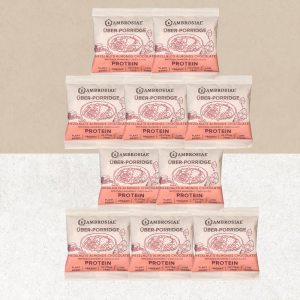 Lot de 10 mélanges porridge protéiné noisettes, amandes et chocolat sans gluten - Ambrosiae