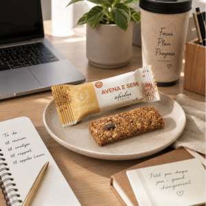 Présentation de la barre bio et sans gluten à l'avoine et aux graines - Ambrosiae