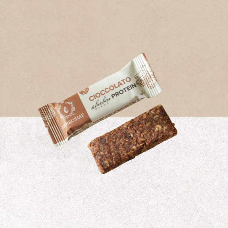 Barre sans gluten protéinée bio à l'avoine et chocolat - Ambrosiae