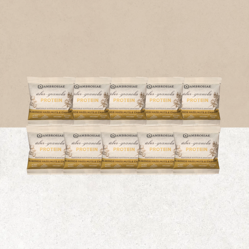 Lot de 10 granola Protein amandes, noisettes et noix de cajou sans gluten - Ambrosiae